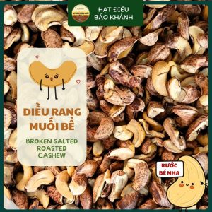 Hạt Điều Rang Muối Bể Vỡ Còn Vỏ Lụa Loại 1