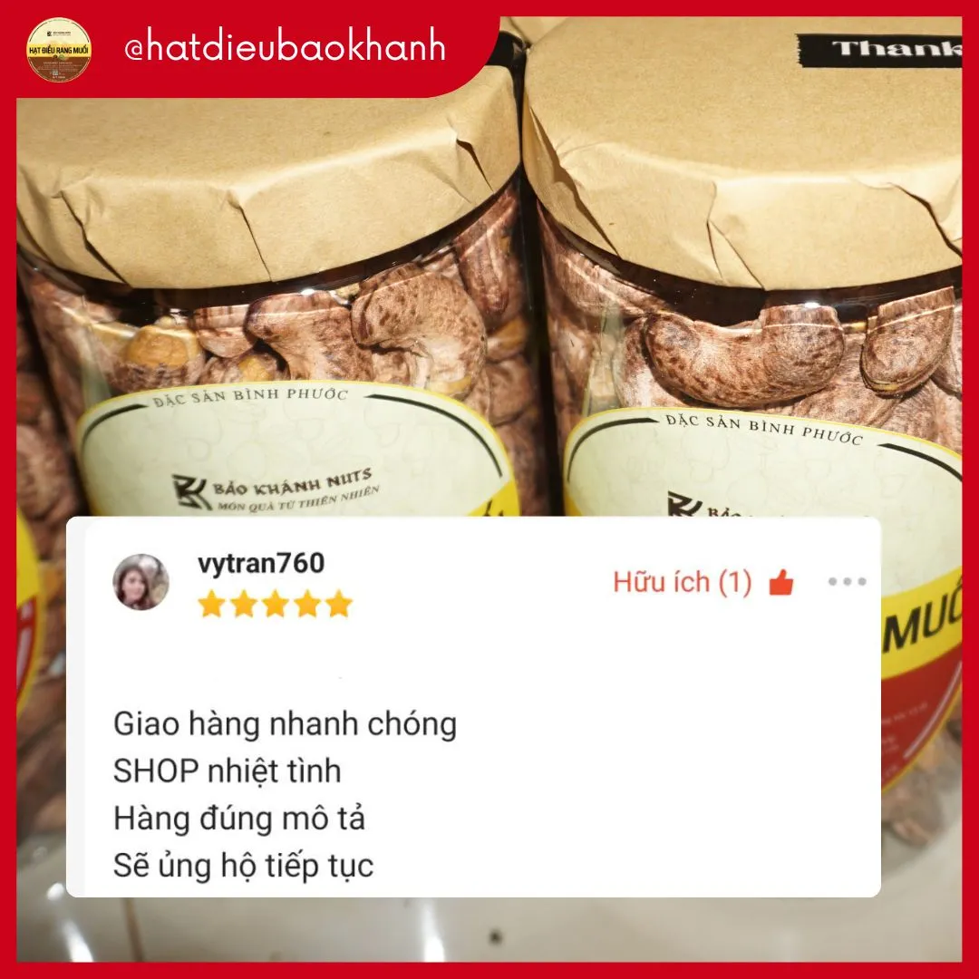 Đánh giá của khách hàng cho Hạt Điều Bảo Khánh