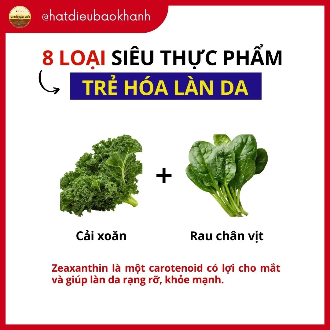8 Siêu Thực Phẩm Trẻ Hóa Làn Da Tự Nhiên - Cải xoăn và rau chân vịt