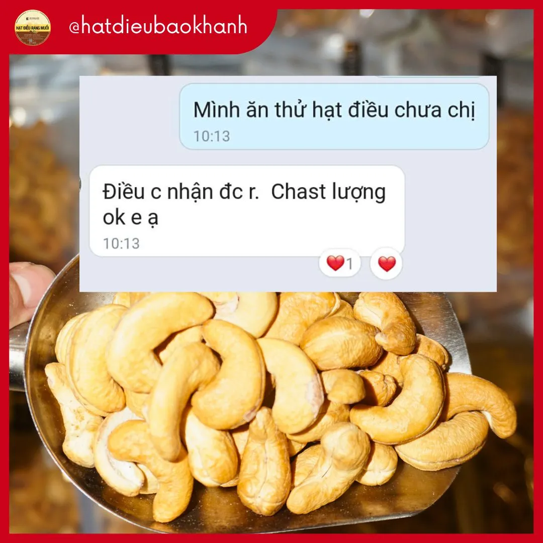 Đánh giá của khách hàng cho Hạt Điều Bảo Khánh