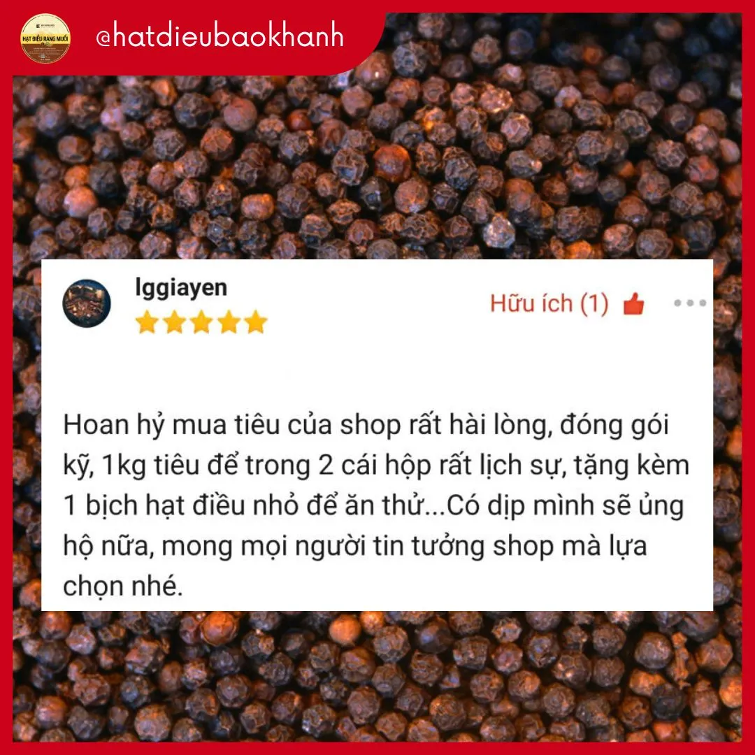 Đánh giá của khách hàng cho Hạt Điều Bảo Khánh