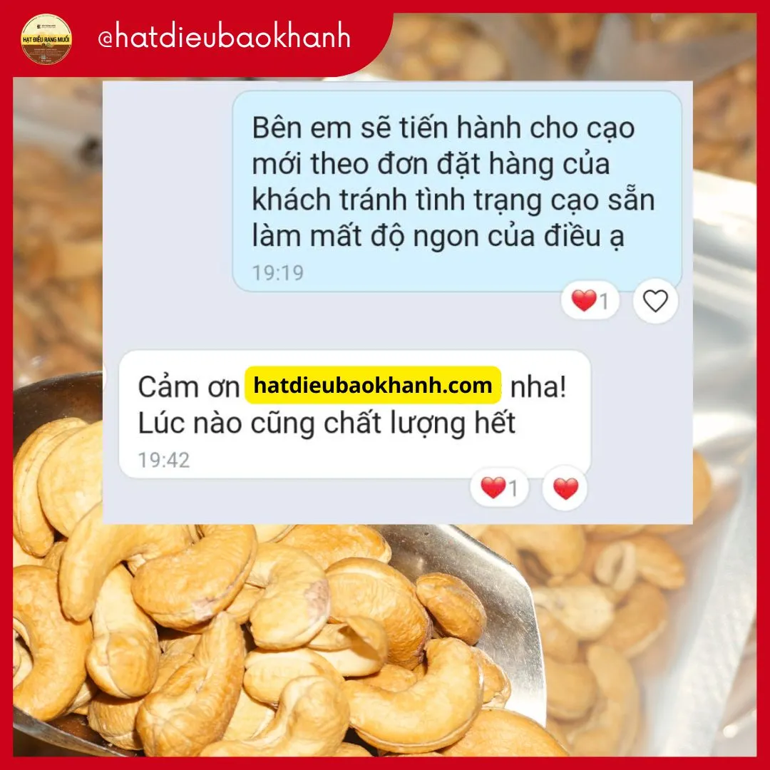 Đánh giá của khách hàng cho Hạt Điều Bảo Khánh