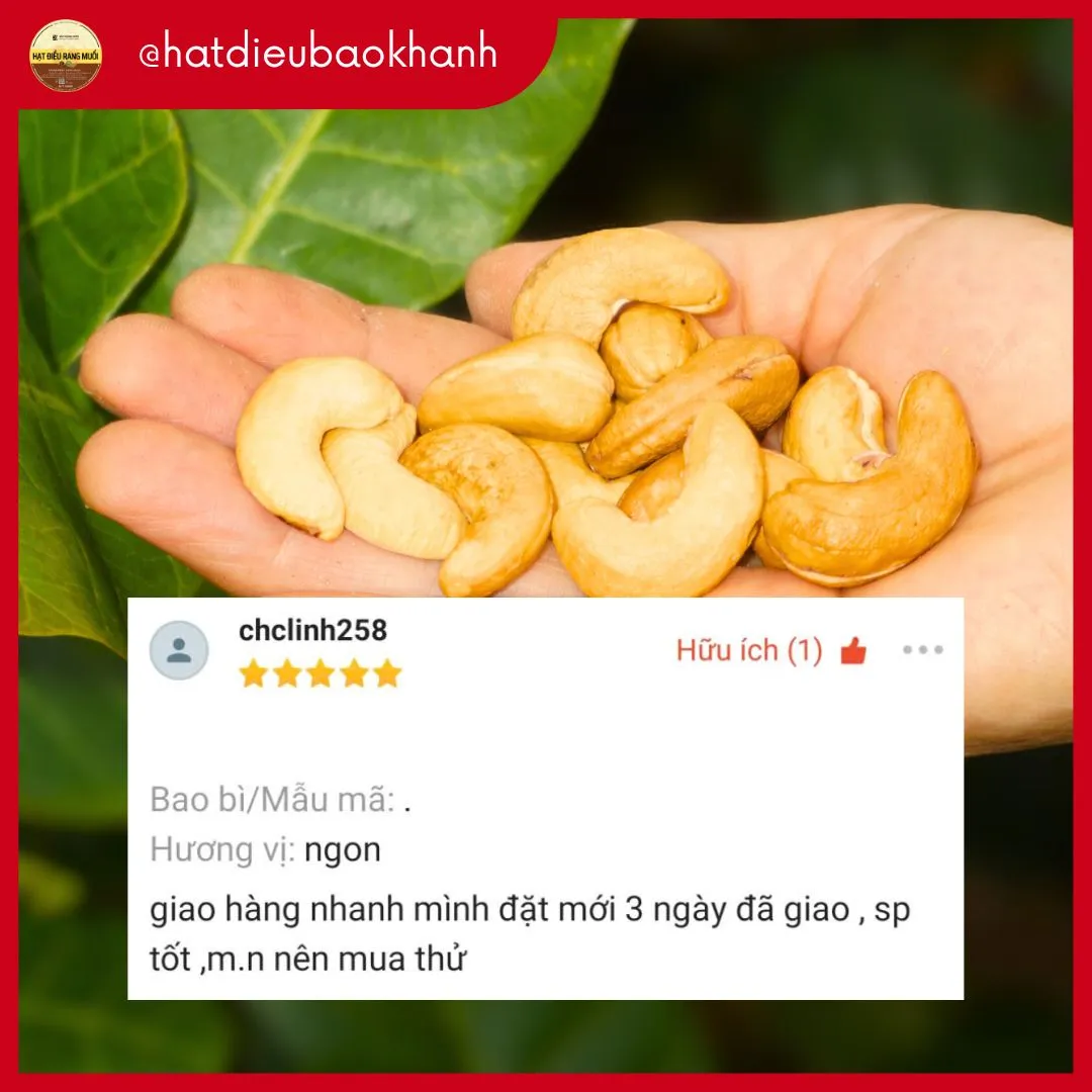 Đánh giá của khách hàng cho Hạt Điều Bảo Khánh